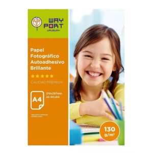 PAPEL FOTO AUTOADHESIVO WAYPORT GLOSSY 130 Grs x 20 Hjs.